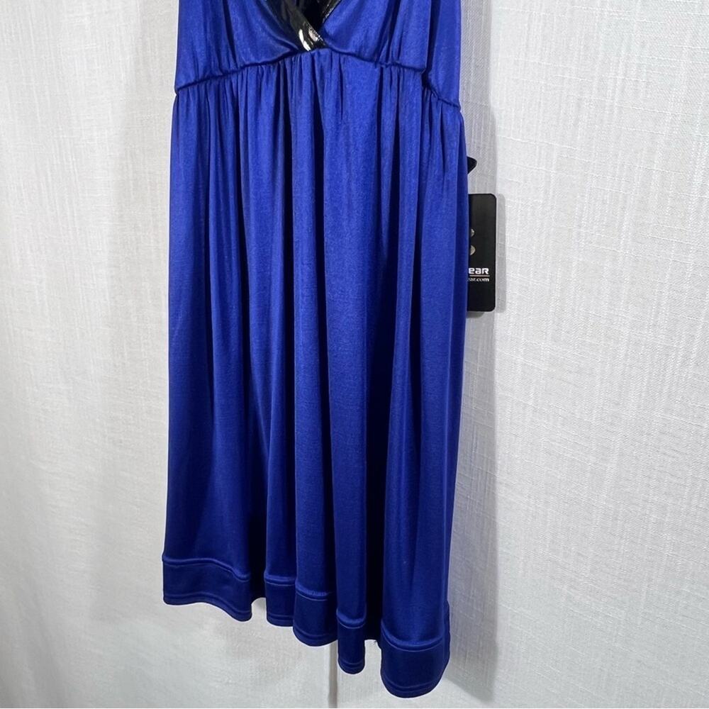Rocawear NWT Blue Faux Patent Leather Buckle Strap Mini Babydoll Dress Size L - Picture 6 of 15